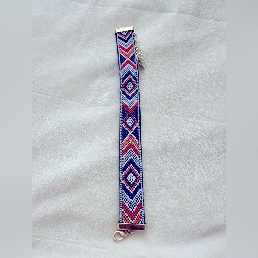 Colorful red white blue Beaded choker